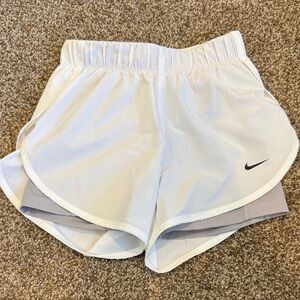 Nike Women's White and Gray Athletic Shorts